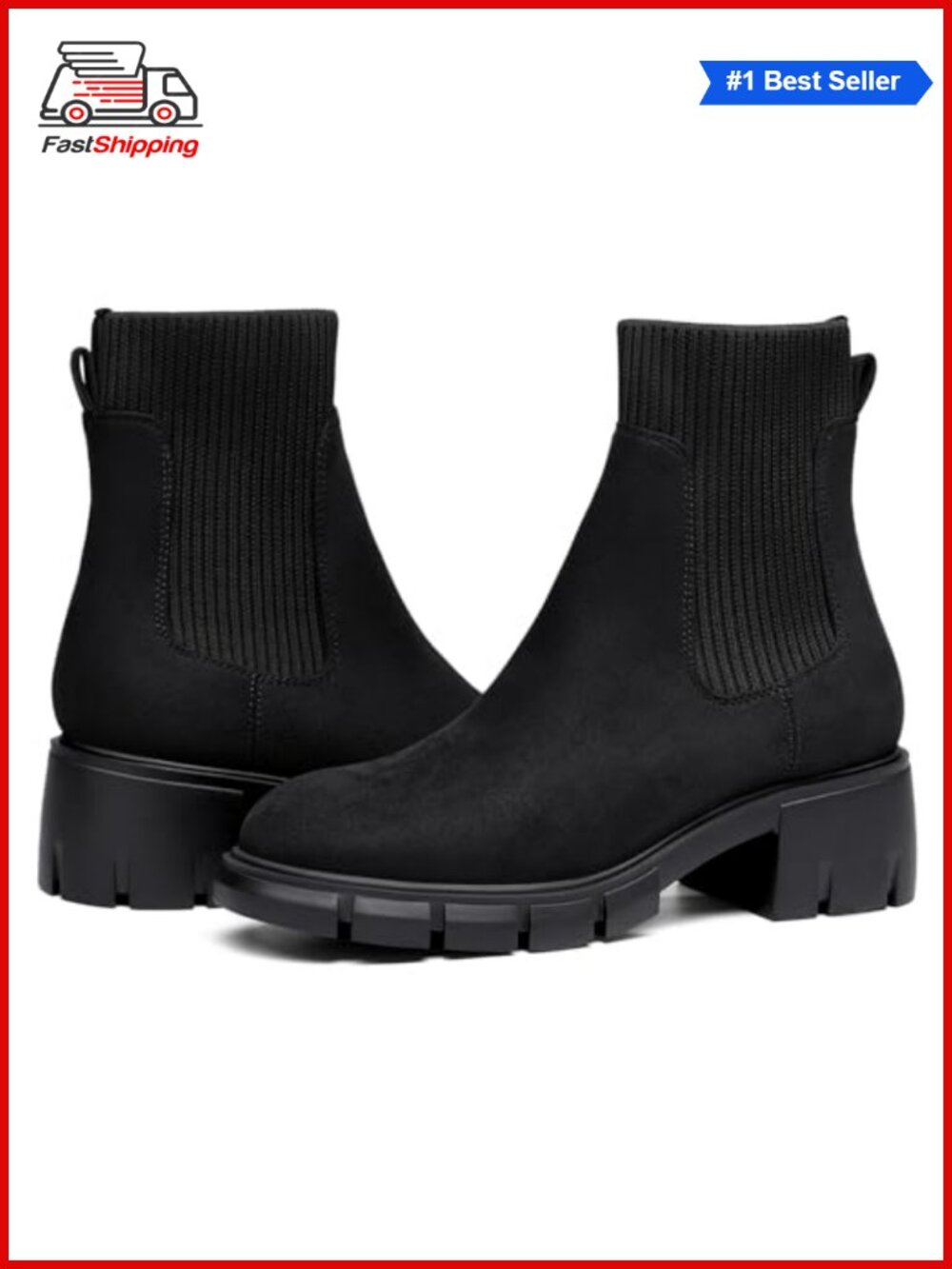 ✨ Ruanyu Women's Platform Ankle Boots Chunky Block Heel Chelsea Booties Lug